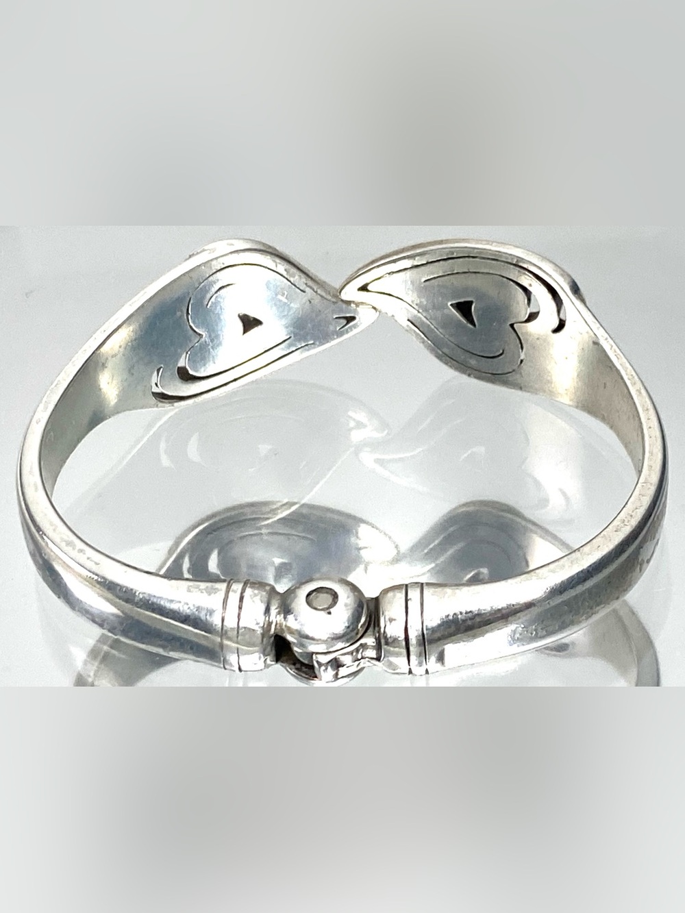 Brighton Silver Heart Motif Hinged Bangle with Crystal Accents - Picture 5 of 6
